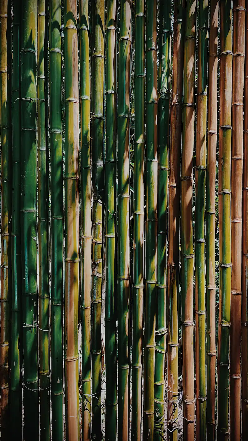 Raw bamboo stalks, the plant source pulped into fiber by a bamboo fabric clothing manufacturer