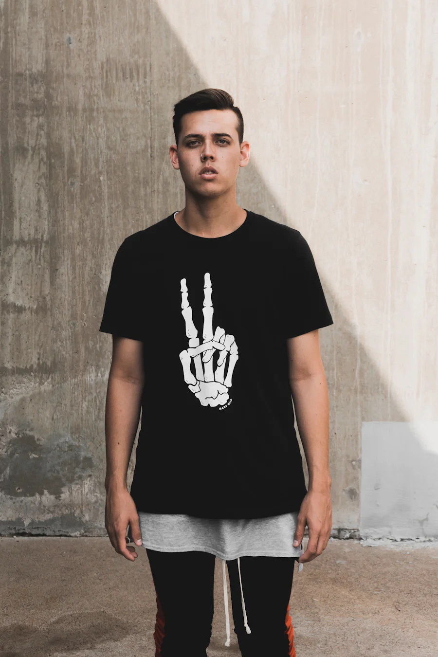 Black oversized streetwear t-shirt with screen print graphic