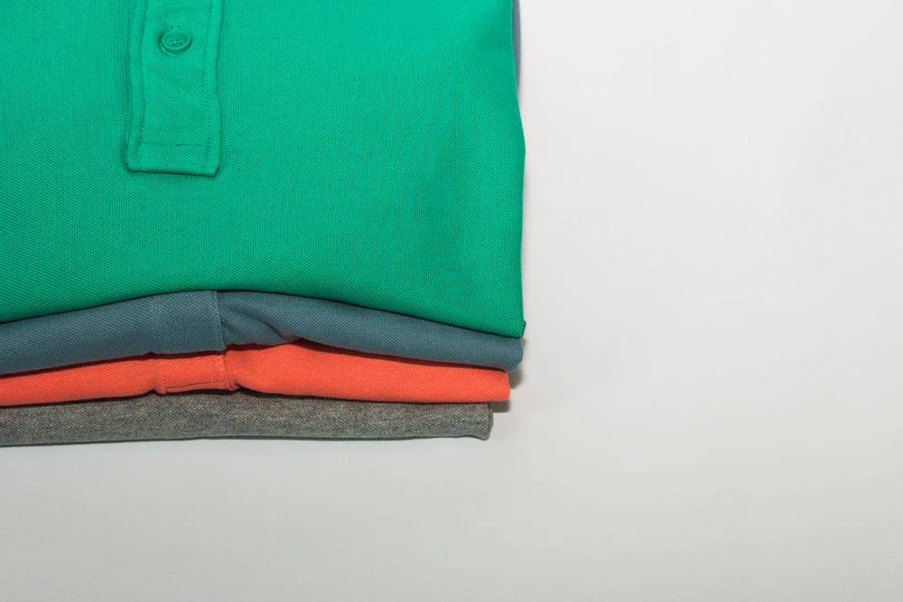 Private label polo shirt colorway options in pique knit fabric