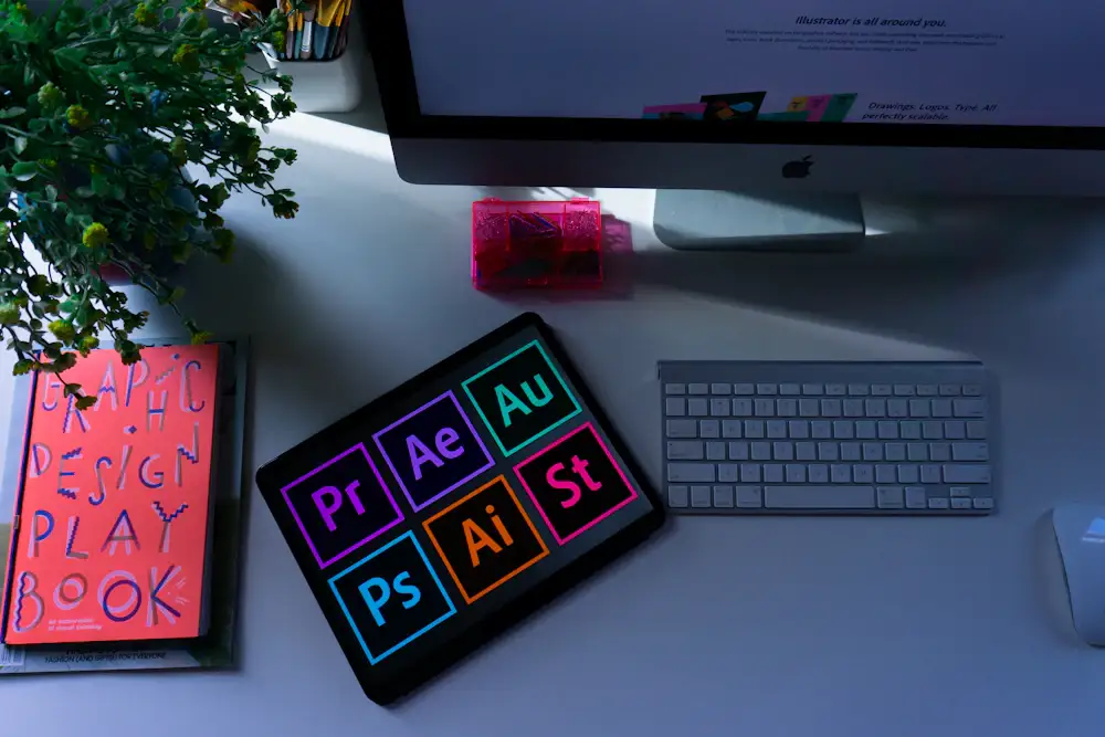 Vector design software open on a desktop workstation, the file type screen printing and heat transfer require
