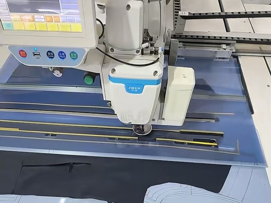 A JACK computerized sewing unit on PRP Apparel's factory floor