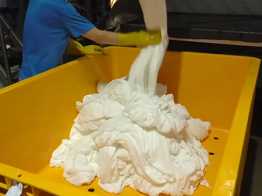 Greige knit fabric loaded for dyeing at PRP Apparel's Dongguan factory