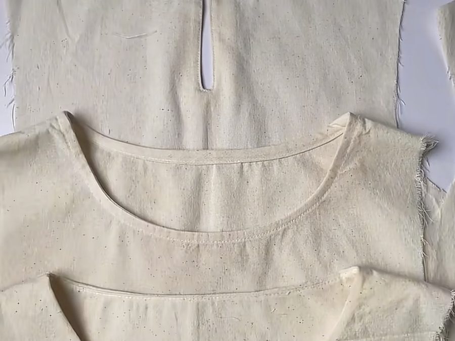 Unbleached organic cotton canvas pattern pieces laid out for cutting