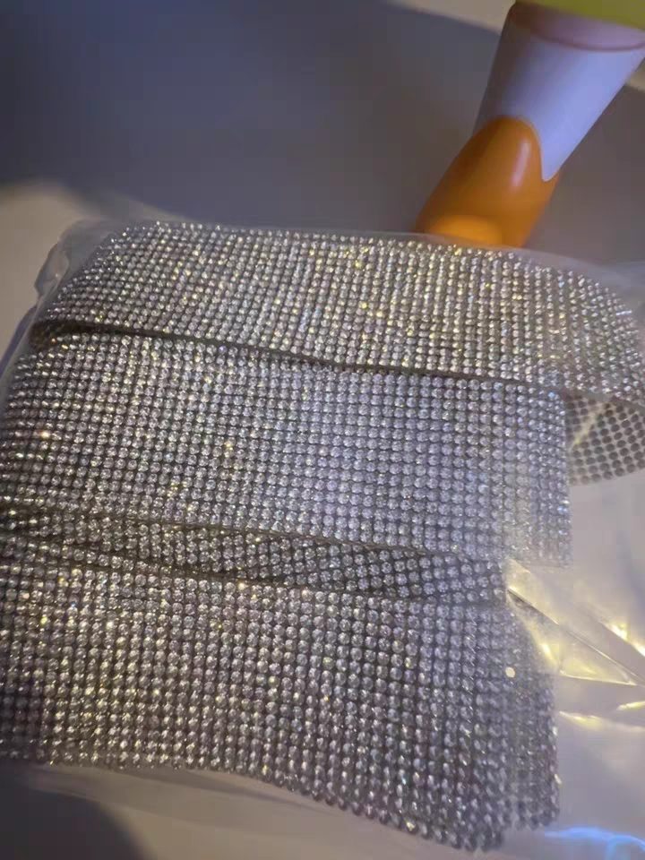 Hotfix rhinestone mesh sheet ready for application to custom garments